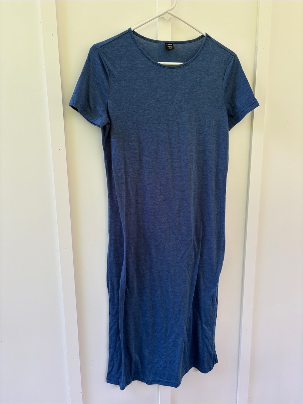 SHEIN Blue Short-Sleeve Midi T-Shirt Dress